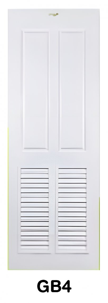 ประตูห้องน้ำ uPVC Green Plastwood ลายลูกฟัก สีขาว รุ่น GB4