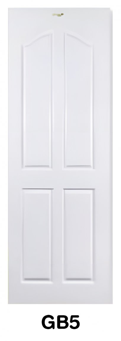 ประตูห้องน้ำ uPVC Green Plastwood ลายลูกฟัก สีขาว รุ่น GB5