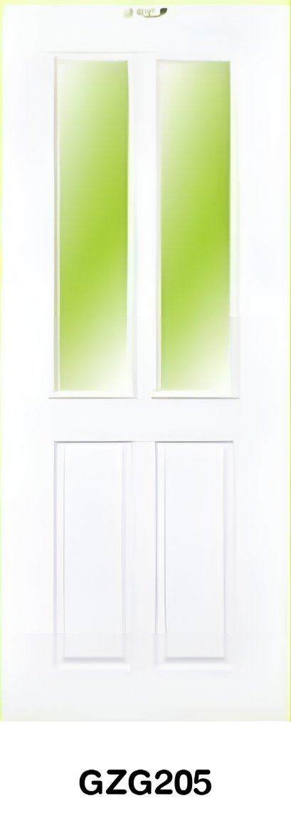 ประตู uPVC Green Plastwood ลายลูกฟักมาตรฐาน แบบใส่กระจก รุ่น GZG205