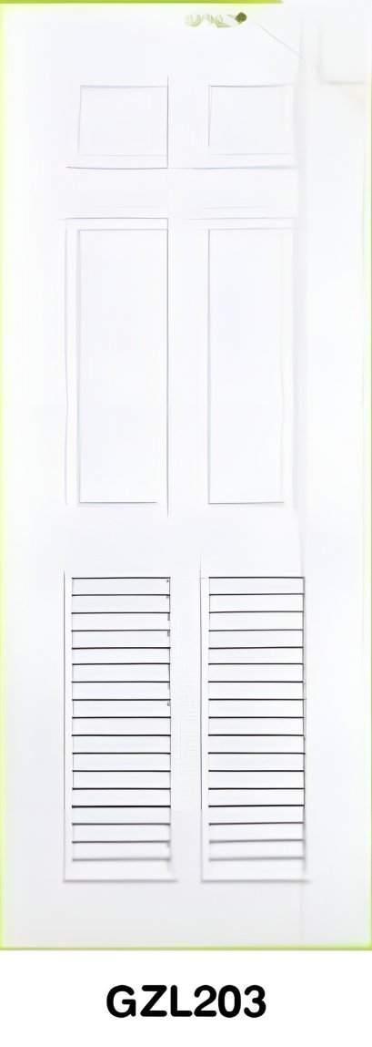 ประตู uPVC Green Plastwood ลายลูกฟักมาตรฐาน แบบใส่เกล็ด รุ่น GZL203