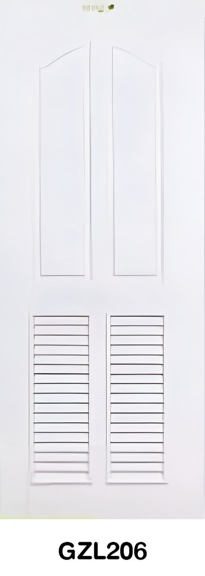 ประตู uPVC Green Plastwood ลายลูกฟักมาตรฐาน แบบใส่เกล็ด รุ่น GZL206