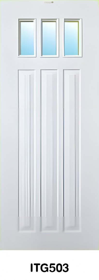ประตู uPVC Green Plastwood ลายลูกฟักมาตรฐาน รุ่น ITG503