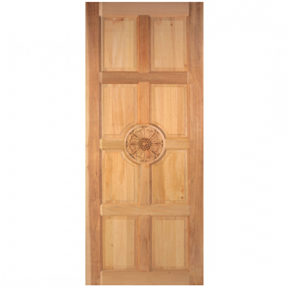 ประตูไม้สยาแดง บาน 8 ฟัก โบตั๋น