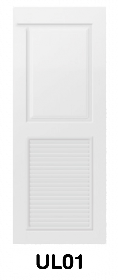 ประตู UPVC ภายนอก บานลูกฟักลายไม้ (บานเกล็ดล่าง) รหัส UL01
