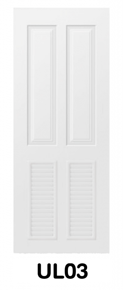 ประตู UPVC ภายนอก บานลูกฟักลายไม้ (บานเกล็ดล่าง) รหัส UL03
