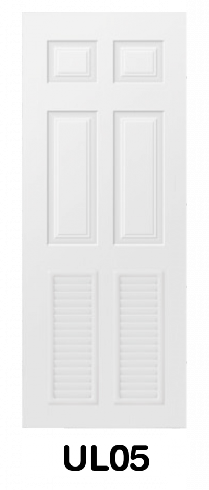 ประตู UPVC ภายนอก บานลูกฟักลายไม้ (บานเกล็ดล่าง) รหัส UL05