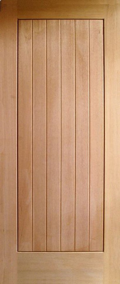 ประตูไม้เนื้อแข็งบานเรียบแนวตั้ง (ไม่ทำสี)