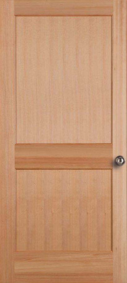 ประตูไม้เนื้อแข็งบานลูกฟัก 2 ช่องตรง (ไม่ทำสี)