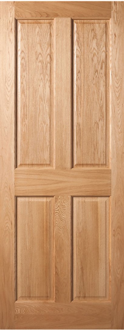 (ยกเลิกผลิต) ประตูไม้โอ๊คเอ็นจิเนียร์ บานลูกฟัก 4 ช่องตรง (ไม่ทำสี) ขนาด 90x200 ซม.