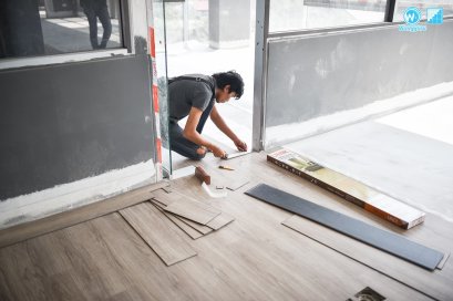 กระเบื้องยางลายไม้คลิ๊กล็อก กับ พื้น self-levelling กับ แผ่นโฟม