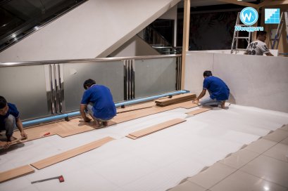 พื้นไม้ลามิเนต 8 มิล UNIX by SCG กับงานร้านค้าเช่า ห้างอิมพีเรียล สำโรง