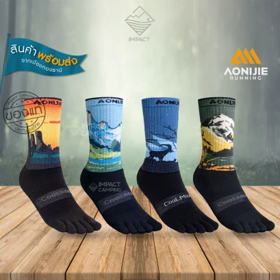 Aonijie ถุงเท้าแยกนิ้ว Mid-Calf Roe Socks