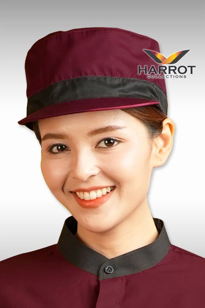 หมวกแก๊ป มารีน สีเลือดหมู แต่งดำ