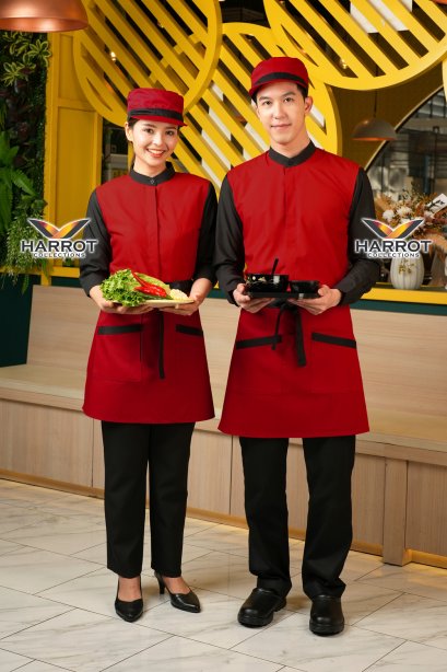 Black-Red Waiter &amp; Waitress shirt 4 long sleeves