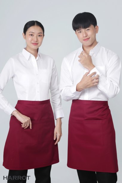 ผ้ากันเปื้อน ผ้ากันเปื้อนเชฟ ผ้ากันเปื้อนพ่อครัว ผ้ากันเปื้อนกุ๊ก ผ้ากันเปื้อนเสิร์ฟ ครึ่งสั้น สีเลือดหมู (FSA0108)