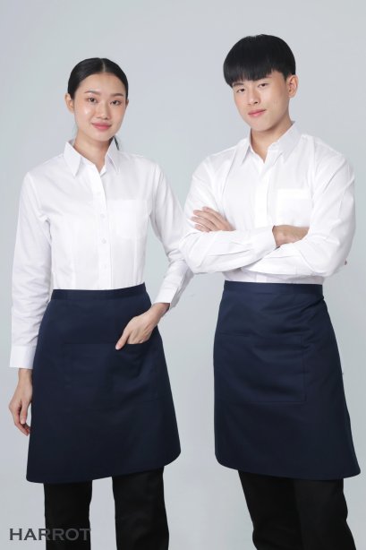 ผ้ากันเปื้อน ผ้ากันเปื้อนเชฟ ผ้ากันเปื้อนพ่อครัว ผ้ากันเปื้อนกุ๊ก ผ้ากันเปื้อนเสิร์ฟ ครึ่งสั้น สีกรม (FSA0110)