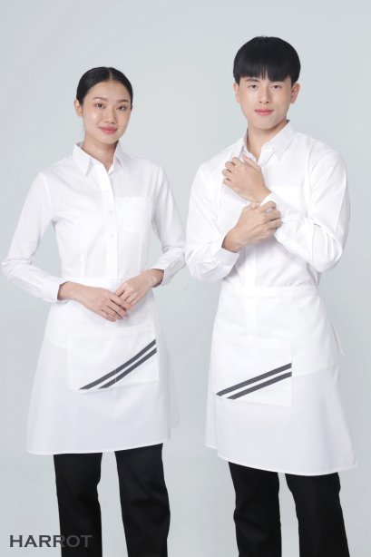 White - Grey Half Short Apron The Steet (FSA0181)