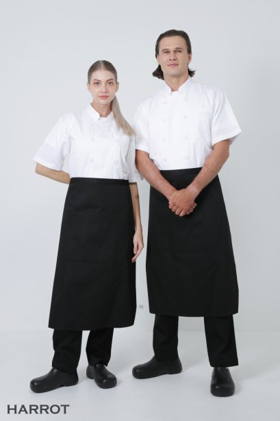 ผ้ากันเปื้อน ผ้ากันเปื้อนเชฟ ผ้ากันเปื้อนพ่อครัว ผ้ากันเปื้อนกุ๊ก ผ้ากันเปื้อนเสิร์ฟ ครึ่งยาว สีดำ(FSA0202)