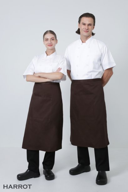 ผ้ากันเปื้อน ผ้ากันเปื้อนเชฟ ผ้ากันเปื้อนพ่อครัว ผ้ากันเปื้อนกุ๊ก ผ้ากันเปื้อนเสิร์ฟ ครึ่งยาว สีน้ำตาล (FSA0206)
