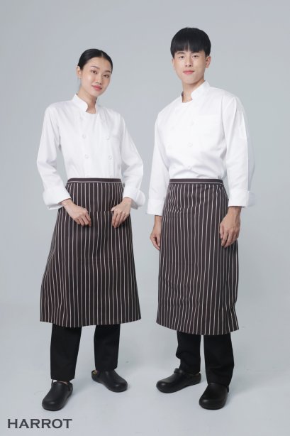 ผ้ากันเปื้อน ผ้ากันเปื้อนเชฟ ผ้ากันเปื้อนพ่อครัว ผ้ากันเปื้อนกุ๊ก ผ้ากันเปื้อนเสิร์ฟ ครึ่งยาว ลายลาครัวน้ำตาล   (FSA0222)