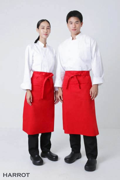ผ้ากันเปื้อน ครึ่งยาว สีแดง มีลิ้น สายยาวผูกหน้า (FSA0263)