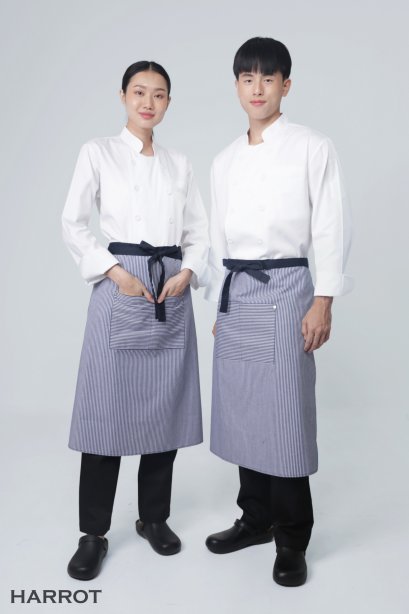 Stripes London (Navy Blue-White) Long Apron (Long Tie)