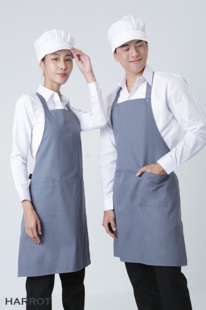 ผ้ากันเปื้อน ผ้ากันเปื้อนเชฟ ผ้ากันเปื้อนพ่อครัว ผ้ากันเปื้อนกุ๊ก ผ้ากันเปื้อนเสิร์ฟ เต็มตัว สีเทา (FSA0309)