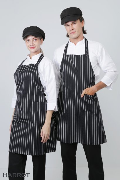 ผ้ากันเปื้อน ผ้ากันเปื้อนเชฟ ผ้ากันเปื้อนพ่อครัว ผ้ากันเปื้อนกุ๊ก ผ้ากันเปื้อนเสิร์ฟ เต็มตัว ลาครัวสีดำ (FSA0704)