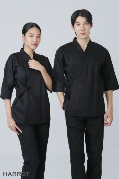 เสื้อกุ๊ก เสื้อเชฟ ชุดเชฟ&nbsp;เสื้อพ่อครัว สีดำกุ๊นดำ (FSS0609)