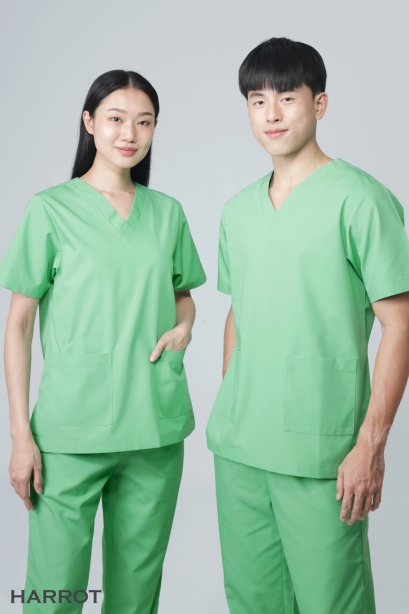 เสื้อสครับ คอวี สีเขียวอ่อน (HPG0102)