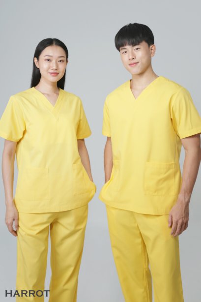 Yellow short sleeve scrub shirt  (HPG0107)