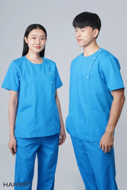 เสื้อสครับ คอกลม สีฟ้าเข้ม (HPG0111)