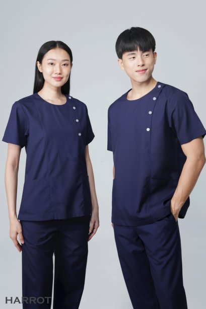 เสื้อสครับ คอกลม สีกรม (HPG0113)