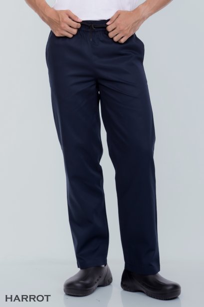 Navy Blue elastic waist chef trouser