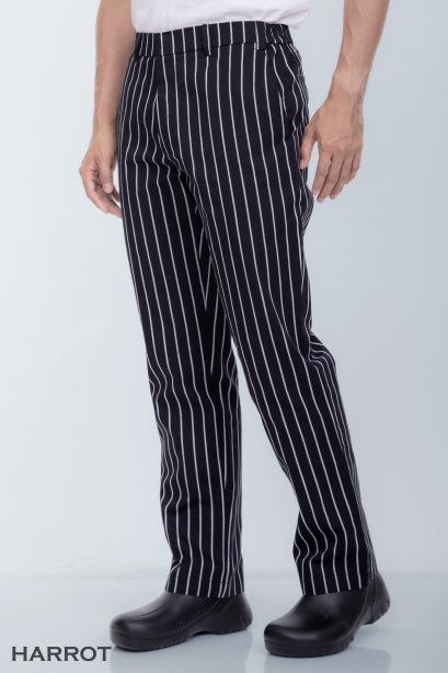 Chalk Stripe Black chef trouser