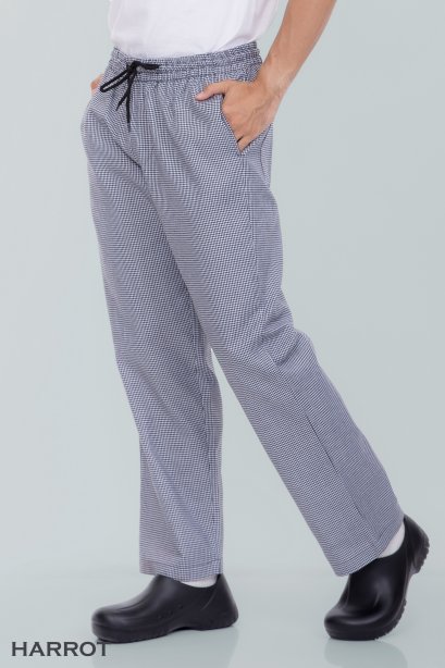 Houndstooth elastic waist chef trouser