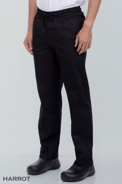 Black elastic waist chef trouser