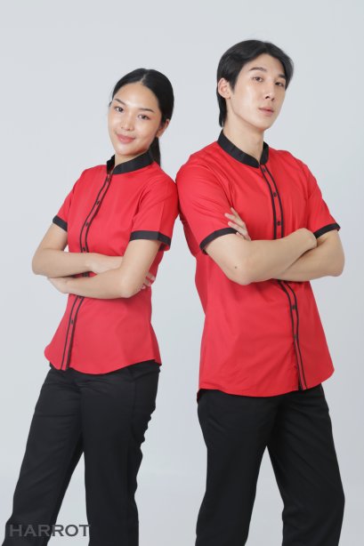 Black-Red Waiter &amp; Waitress Shirt
