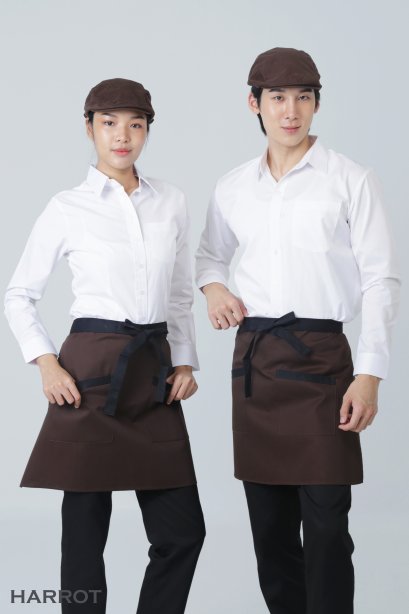 Brown Half Short Apron (Black Long Tie)