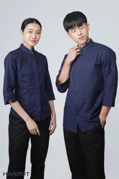 Navy Blue Waiter &amp; Waitress shirt 4 long sleeves