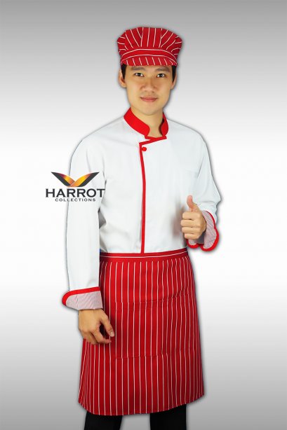 Red piping-White Chef Jacket