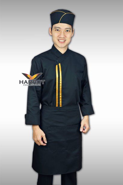 Red double stripe white long sleeve chef jacket(copy)