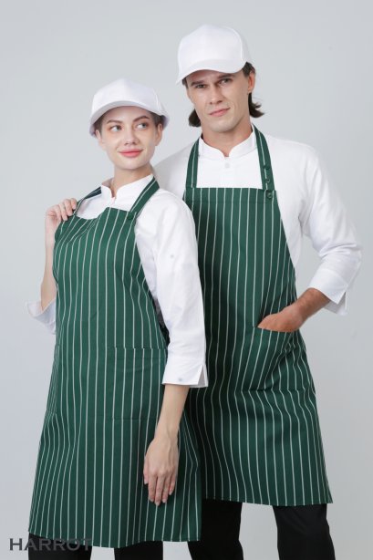 ผ้ากันเปื้อน ผ้ากันเปื้อนเชฟ ผ้ากันเปื้อนพ่อครัว ผ้ากันเปื้อนกุ๊ก ผ้ากันเปื้อนเสิร์ฟ เต็มตัว ลายลาครัวเขียว (FSA0706)