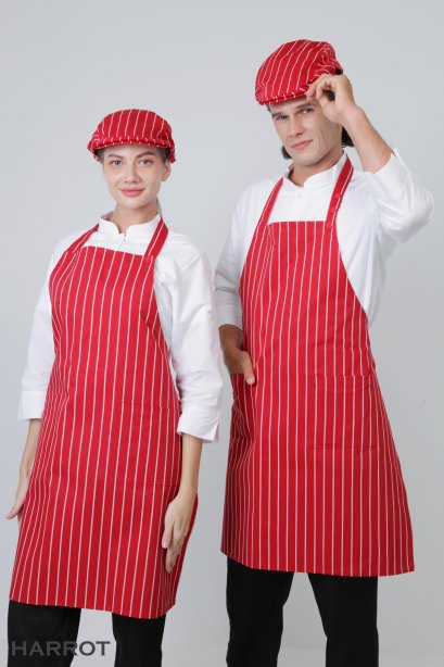 ผ้ากันเปื้อน ผ้ากันเปื้อนเชฟ ผ้ากันเปื้อนพ่อครัว ผ้ากันเปื้อนกุ๊ก ผ้ากันเปื้อนเสิร์ฟ เต็มตัว ลายลาครัวแดง (FSA0707)