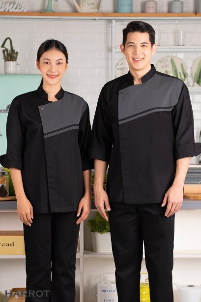 The Street  White-Grey  Chef Jacket (FSS0354)