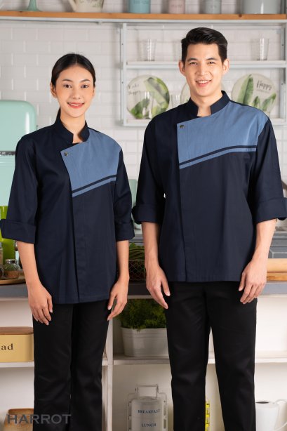 The Street  Navy-Blue  Chef Jacket  (FSS0355 )