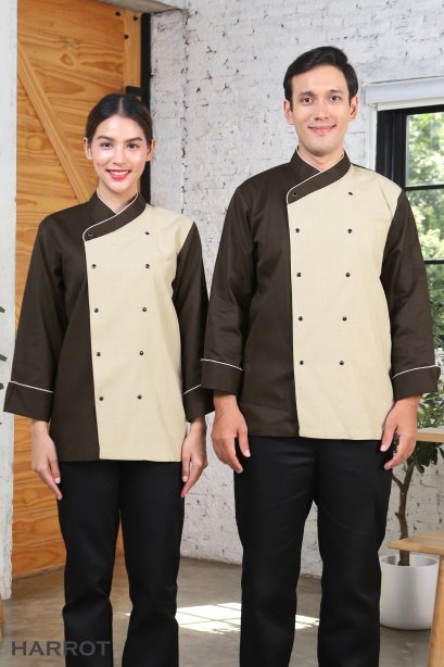 เสื้อกุ๊ก มาสเตอร์ คอป้าย แขนยาว สีน้ำตาล-กากี (FSS0803)