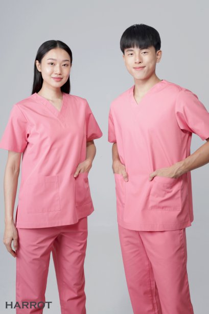 เสื้อสครับ คอวี สีชมพู (HPG0105)