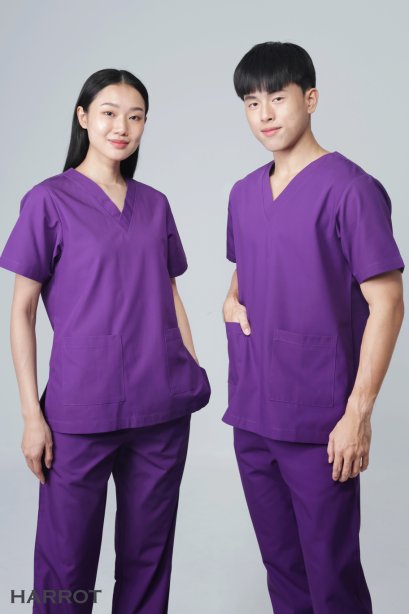 Purple short sleeve scrub shirt  (HPG0109)