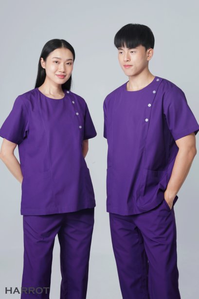 เสื้อสครับ คอกลม สีม่วงเข้ม (HPG0112)